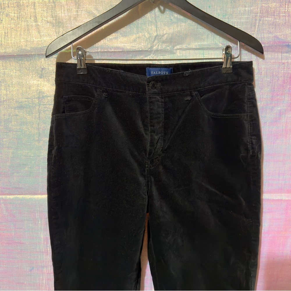 Talbots Velvet High-waist Straight Leg Pant Black Women Size 10P - Picture 2 of 9
